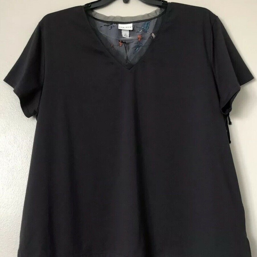 Ava & Viv Womens Plus Black Floral Print